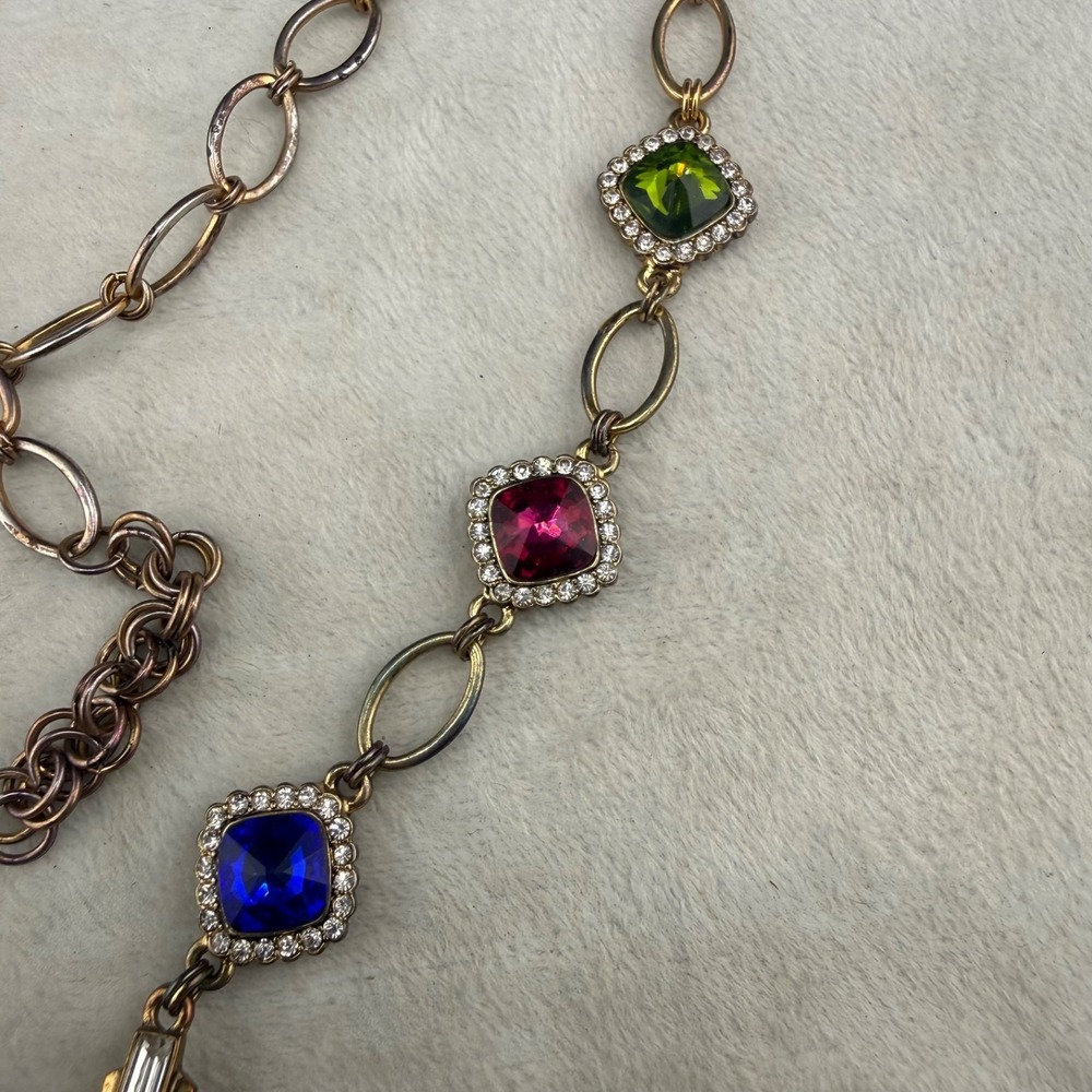Erickson‎ Beamon Rocks Necklace Cross Gold Tone Rhinestone 34" - Picture 2 of 12